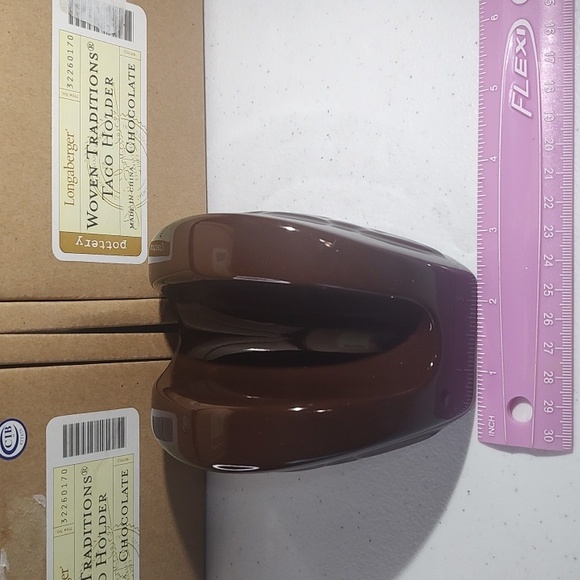 Lot Of 3 Longaberger Chocolate Brown Woven Traditions Taco Holders New In Boxes - Picture 5 of 7